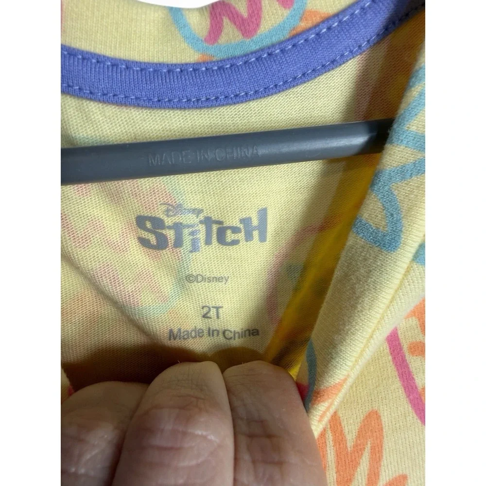 disney stitch toddler girls short sleeve t shirt dress size 2T yellow pineapples